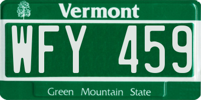 VT license plate WFY459