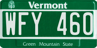 VT license plate WFY460