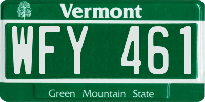 VT license plate WFY461