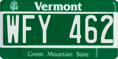 VT license plate WFY462