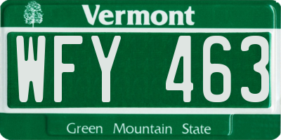 VT license plate WFY463