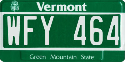 VT license plate WFY464