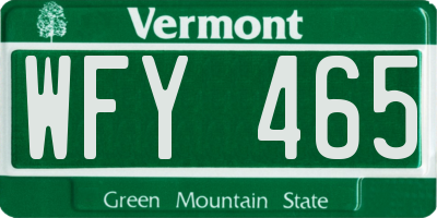 VT license plate WFY465