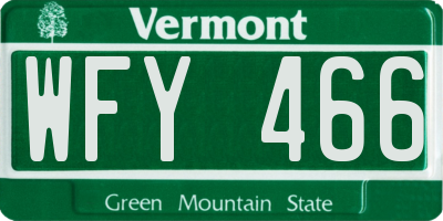 VT license plate WFY466