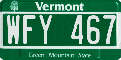 VT license plate WFY467