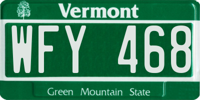 VT license plate WFY468