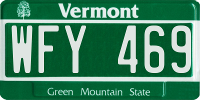 VT license plate WFY469