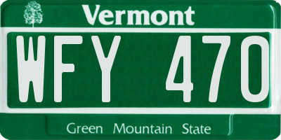 VT license plate WFY470