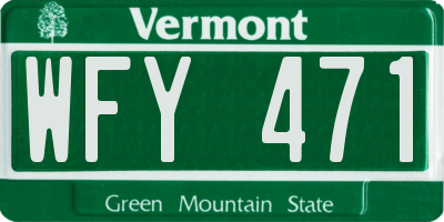 VT license plate WFY471