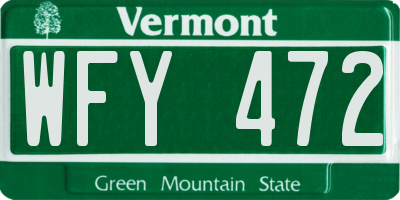 VT license plate WFY472