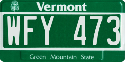 VT license plate WFY473