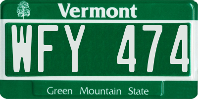 VT license plate WFY474