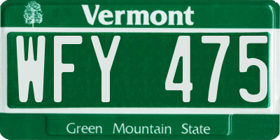 VT license plate WFY475