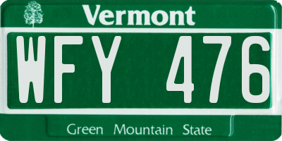 VT license plate WFY476
