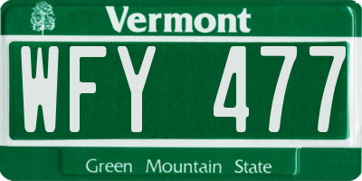 VT license plate WFY477