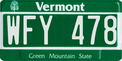 VT license plate WFY478
