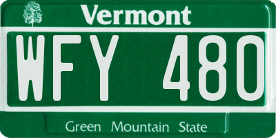 VT license plate WFY480