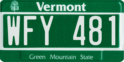 VT license plate WFY481