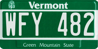VT license plate WFY482