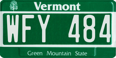 VT license plate WFY484