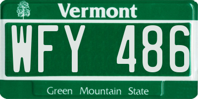 VT license plate WFY486