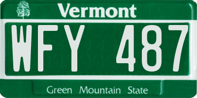 VT license plate WFY487