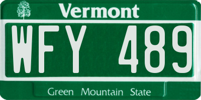 VT license plate WFY489