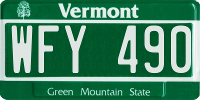 VT license plate WFY490