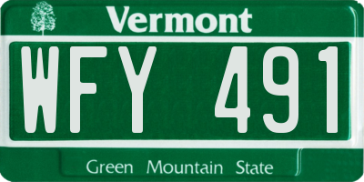 VT license plate WFY491