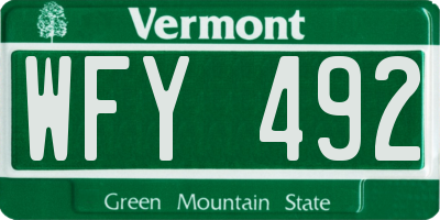 VT license plate WFY492