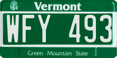 VT license plate WFY493