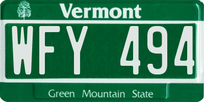 VT license plate WFY494