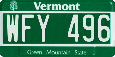 VT license plate WFY496