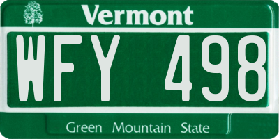 VT license plate WFY498