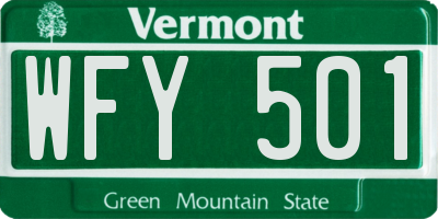VT license plate WFY501