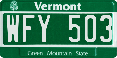 VT license plate WFY503