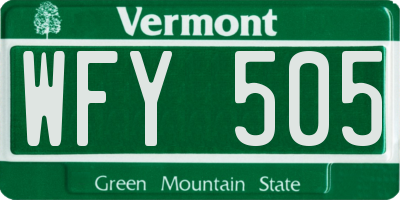 VT license plate WFY505