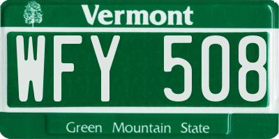 VT license plate WFY508