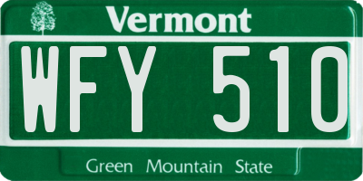 VT license plate WFY510