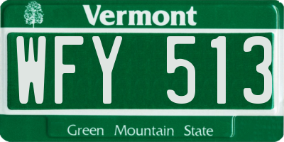 VT license plate WFY513