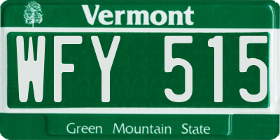 VT license plate WFY515
