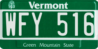 VT license plate WFY516