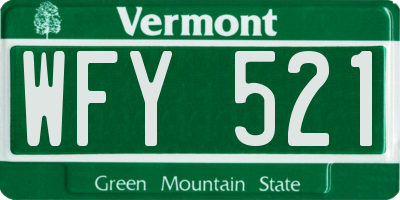 VT license plate WFY521