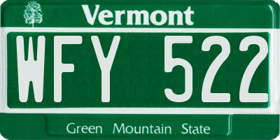 VT license plate WFY522