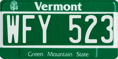 VT license plate WFY523