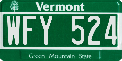 VT license plate WFY524