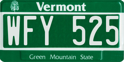 VT license plate WFY525