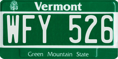 VT license plate WFY526