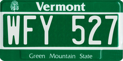 VT license plate WFY527