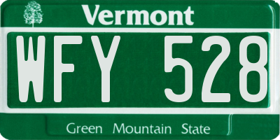 VT license plate WFY528